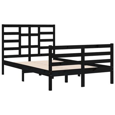 vidaXL Bed Frame without Mattress Black Solid Wood 120x200 cm