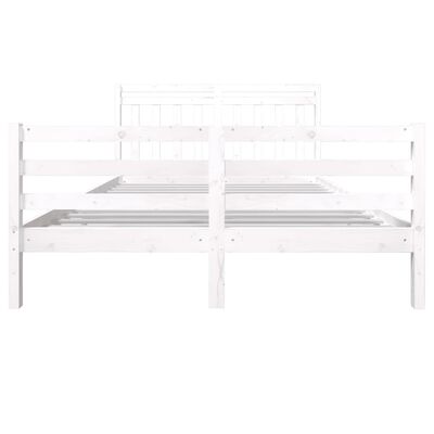 vidaXL Bed Frame without Mattress White Solid Wood 160x200 cm (810441+814105)