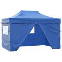 vidaXL Professional Folding Party Tent with 4 Sidewalls 3x4 m Steel Blue