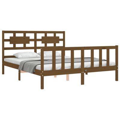 vidaXL Bed Frame without Mattress Honey Brown King Size Solid Wood Pine