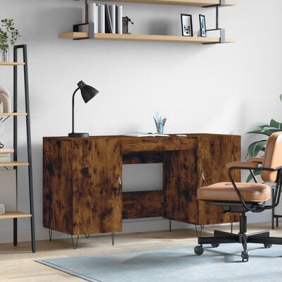 vidaXL Desk Smoked Oak 140x50x75 cm Engineered Wood