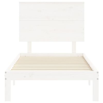 vidaXL Bed Frame without Mattress White Single Solid Wood Pine