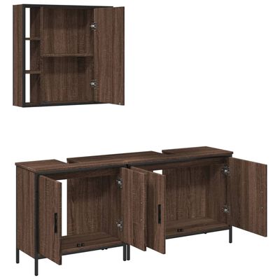 vidaXL 3 Piece Bathroom Cabinet Set Brown Oak Engineered Wood