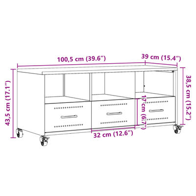 vidaXL TV Cabinet Anthracite 100.5x39x43.5 cm Steel