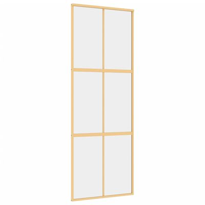 vidaXL Sliding Door Gold 76x205 cm Clear ESG Glass and Aluminium