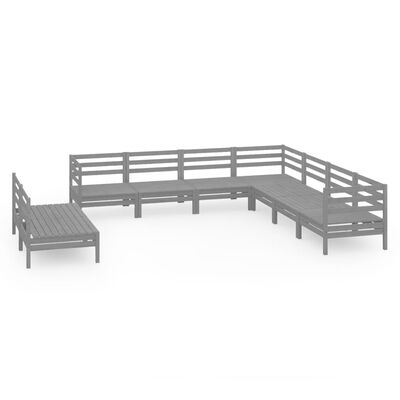 vidaXL 9 Piece Garden Lounge Set Solid Wood Pine Grey