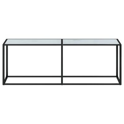 vidaXL Console Table White Marble 220x35x75.5cm Tempered Glass