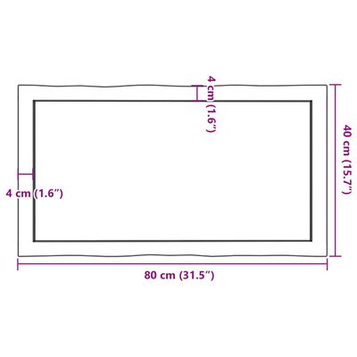 vidaXL Table Top 80x40x(2-6) cm Untreated Solid Wood Live Edge