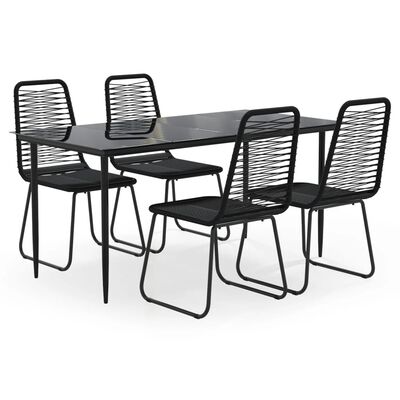 vidaXL 5 Piece Garden Dining Set Black