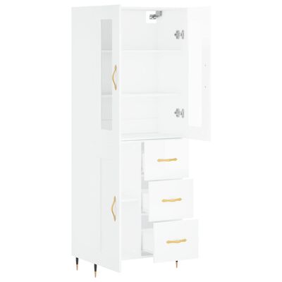 vidaXL Highboard High Gloss White 69.5x34x180 cm Engineered Wood