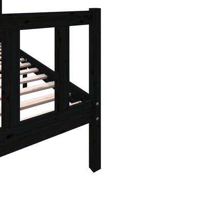 vidaXL Bed Frame without Mattress Black Solid Wood 100x200 cm (810076+814183)