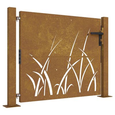 vidaXL Garden Gate 105x105 cm Corten Steel Grass Design