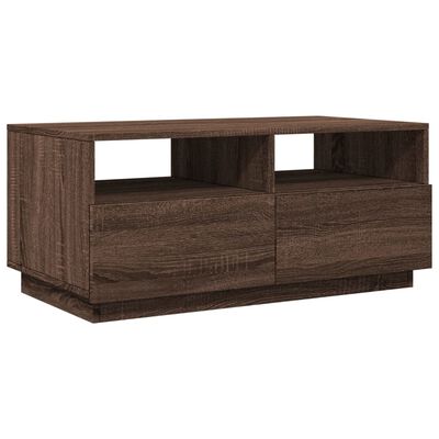 vidaXL Coffee Table with LED Lights Brown Oak 90x49x40 cm