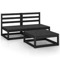 vidaXL 3 Piece Garden Lounge Set Black Solid Pinewood