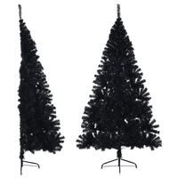 vidaXL Artificial Half Christmas Tree with Stand Black 180 cm PVC