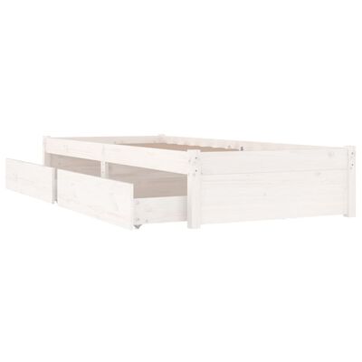 vidaXL Bed Frame without Mattress with Drawers White Small Single