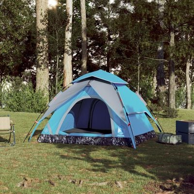 vidaXL Camping Tent Dome 4-Person Blue Quick Release