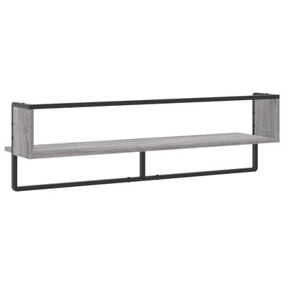 vidaXL Wall Shelf with Bar Grey Sonoma 100x25x30 cm