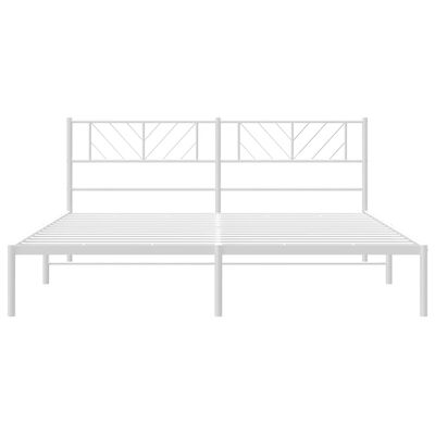 vidaXL Metal Bed Frame without Mattress with Headboard White 200x200 cm