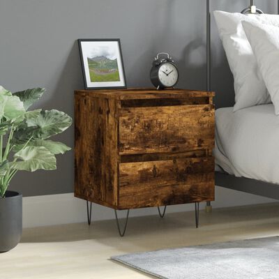 vidaXL Bedside Cabinet Smoked Oak 40x35x50 cm Engineered Wood