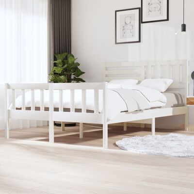 vidaXL Bed Frame without Mattress White King Size Solid Wood