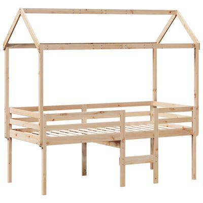 vidaXL High Sleeper Bed without Mattress 75x190 cm Small Single Solid Wood Pine