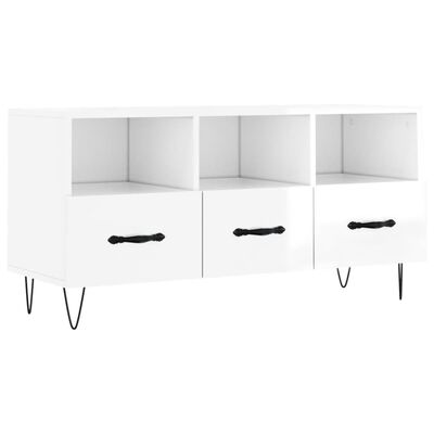 vidaXL TV Cabinet High Gloss White 102x36x50 cm Engineered Wood