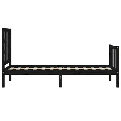 vidaXL Bed Frame without Mattress Black Small Single Solid Wood Pine