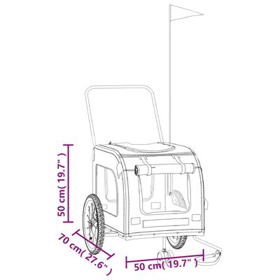 vidaXL Pet Bike Trailer Yellow and Grey Oxford Fabric and Iron