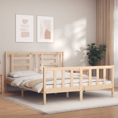 vidaXL Bed Frame without Mattress King Size Solid Wood Pine