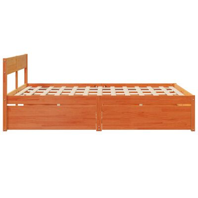 vidaXL Bed Frame without Mattress Wax Brown 150x200 cm King Size Solid Wood Pine