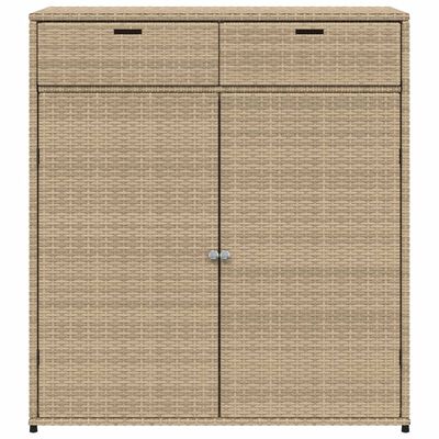 vidaXL Garden Storage Cabinet Beige 105x55x113 cm Poly Rattan