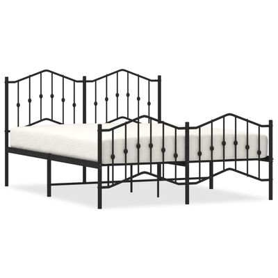 vidaXL Metal Bed Frame without Mattress with Footboard Black 150x200 cm King Size