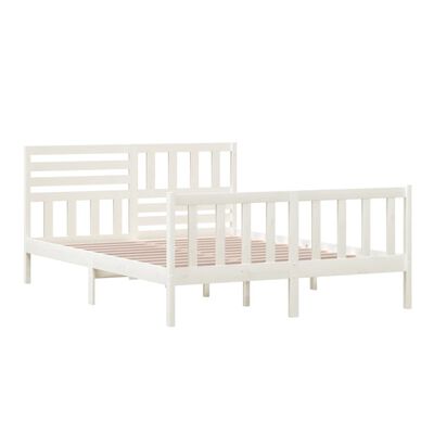 vidaXL Bed Frame without Mattress White King Size Solid Wood