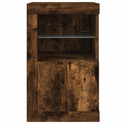 vidaXL Side Cabinets with LED Lights 2 pcs Smoked Oak Engineered Wood