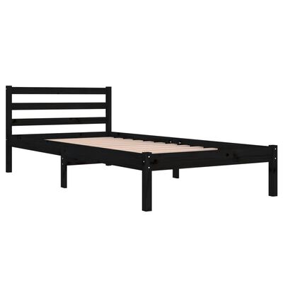 vidaXL Bed Frame without Mattress Solid Wood Pine 90x200 cm Black