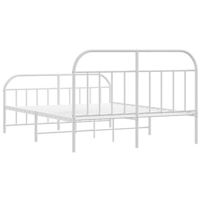 vidaXL Metal Bed Frame without Mattress with Footboard White 183x213 cm