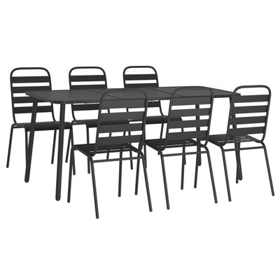 vidaXL 7 Piece Garden Dining Set Anthracite Steel