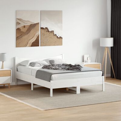 vidaXL Bed Frame without Mattress White 140x190 cm Solid Wood Pine