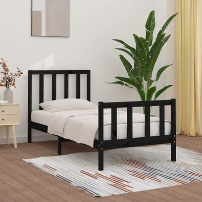 vidaXL Bed Frame without Mattress Black 100x200 cm Solid Wood