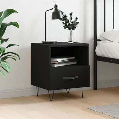 vidaXL Bedside Cabinet Black 40x35x47.5 cm Engineered Wood