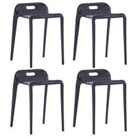 vidaXL Stackable Stools 4 pcs Black Plastic