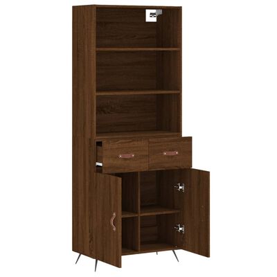 vidaXL Highboard Brown Oak 69.5x34x180 cm Engineered Wood