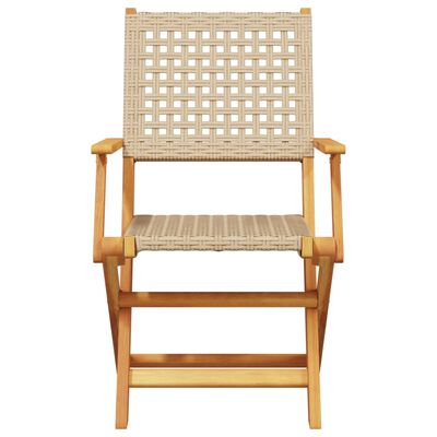 vidaXL Garden Chairs 2 pcs Beige Solid Wood Acacia and Poly Rattan