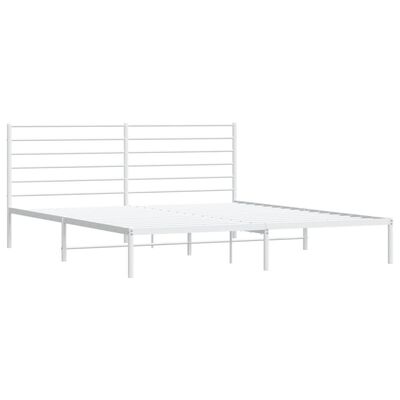 vidaXL Metal Bed Frame without Mattress with Headboard White 193x203 cm