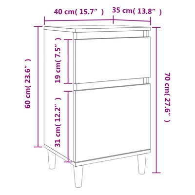 vidaXL Bedside Cabinets 2 pcs Black 40x35x70 cm