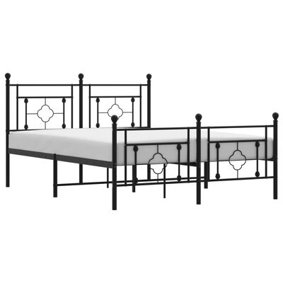 vidaXL Metal Bed Frame without Mattress with Footboard Black 140x200 cm