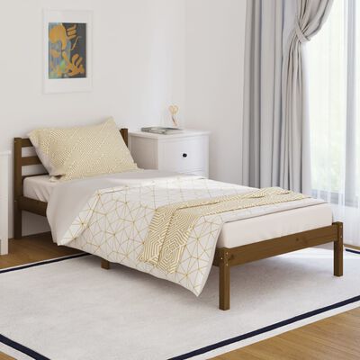 vidaXL Bed Frame without Mattress Solid Wood Pine 90x200 cm Honey Brown