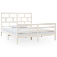 vidaXL Bed Frame without Mattress White Solid Wood 160x200 cm (810441+814205)