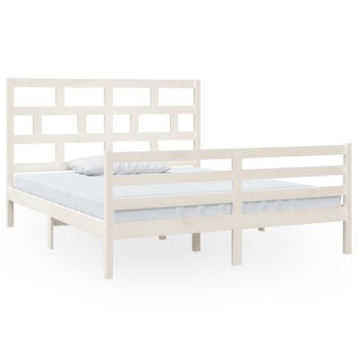 vidaXL Bed Frame without Mattress White Solid Wood 160x200 cm (810441+814205)